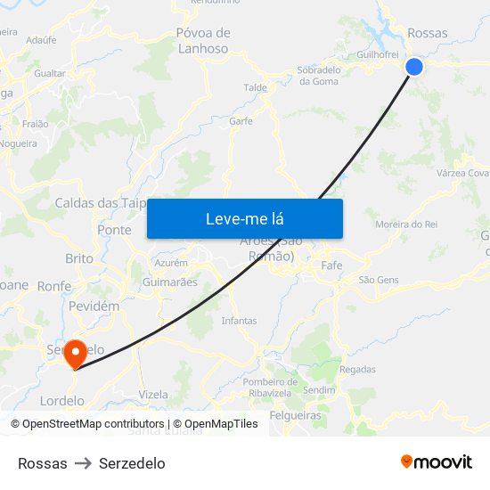 Rossas to Serzedelo map