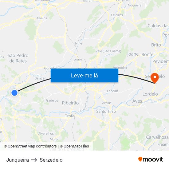 Junqueira to Serzedelo map