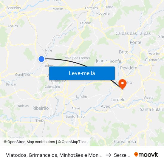 Viatodos, Grimancelos, Minhotães e Monte de Fralães to Serzedelo map