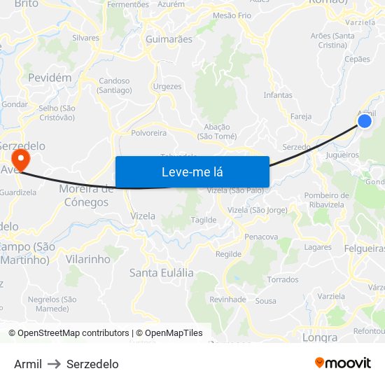 Armil to Serzedelo map