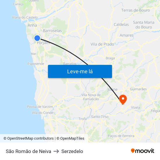 São Romão de Neiva to Serzedelo map