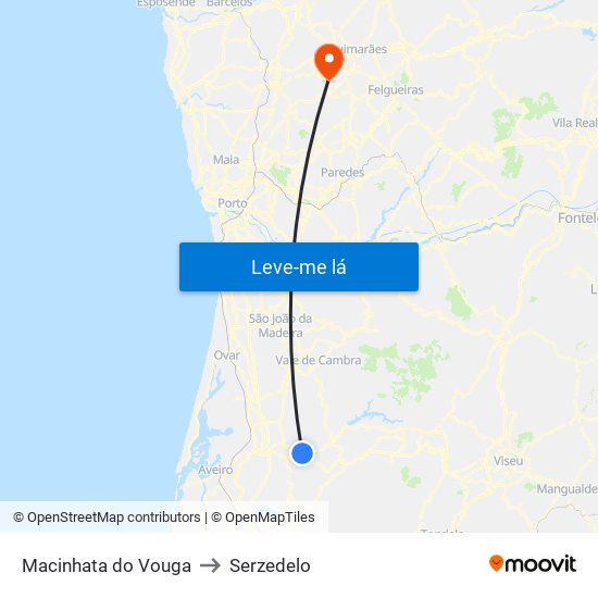 Macinhata do Vouga to Serzedelo map