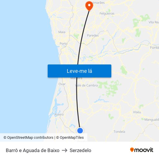 Barrô e Aguada de Baixo to Serzedelo map