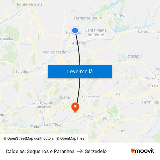 Caldelas, Sequeiros e Paranhos to Serzedelo map