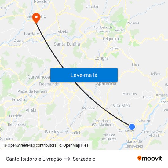 Santo Isidoro e Livração to Serzedelo map