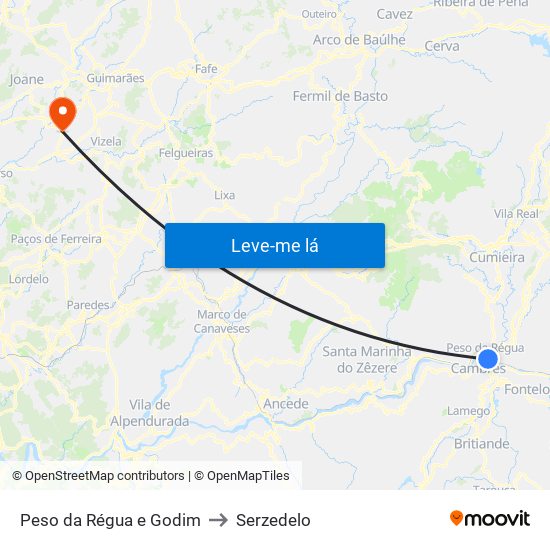 Peso da Régua e Godim to Serzedelo map