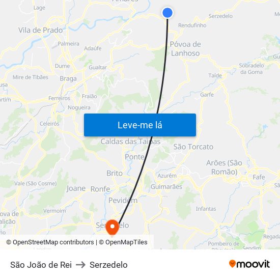 São João de Rei to Serzedelo map