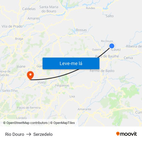 Rio Douro to Serzedelo map