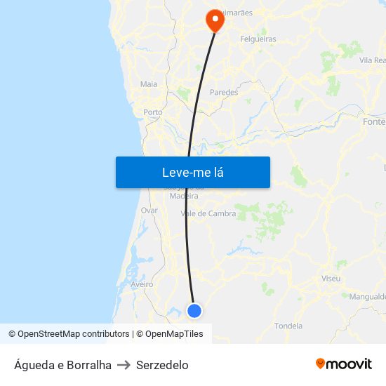 Águeda e Borralha to Serzedelo map