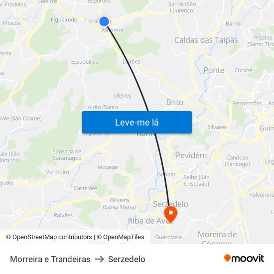 Morreira e Trandeiras to Serzedelo map