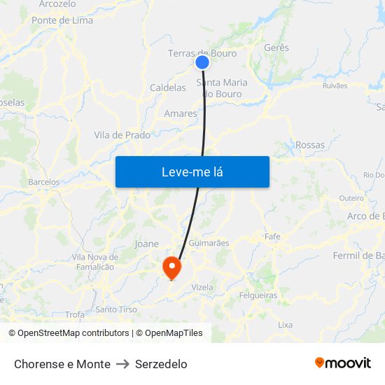 Chorense e Monte to Serzedelo map