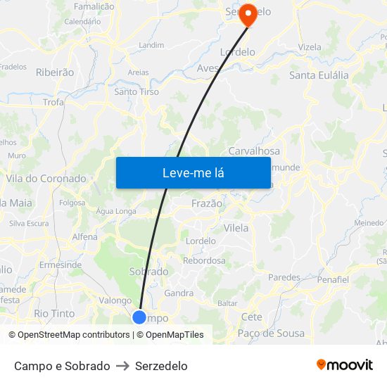 Campo e Sobrado to Serzedelo map