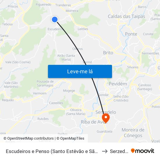 Escudeiros e Penso (Santo Estêvão e São Vicente) to Serzedelo map