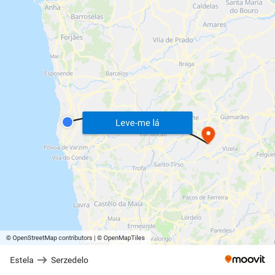 Estela to Serzedelo map