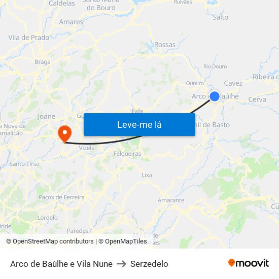 Arco de Baúlhe e Vila Nune to Serzedelo map