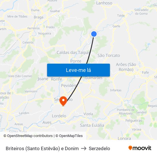 Briteiros (Santo Estêvão) e Donim to Serzedelo map