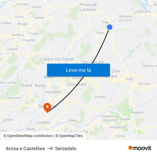 Arosa e Castelões to Serzedelo map