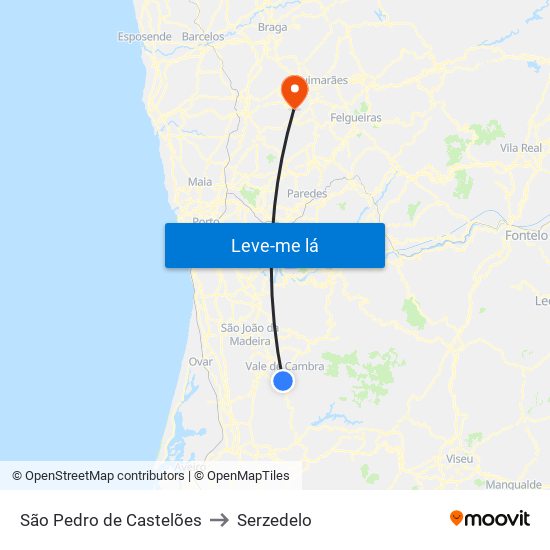 São Pedro de Castelões to Serzedelo map