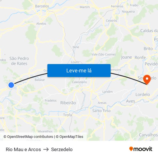 Rio Mau e Arcos to Serzedelo map