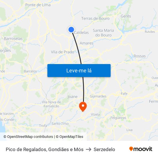 Pico de Regalados, Gondiães e Mós to Serzedelo map