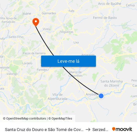 Santa Cruz do Douro e São Tomé de Covelas to Serzedelo map
