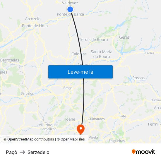 Paçô to Serzedelo map