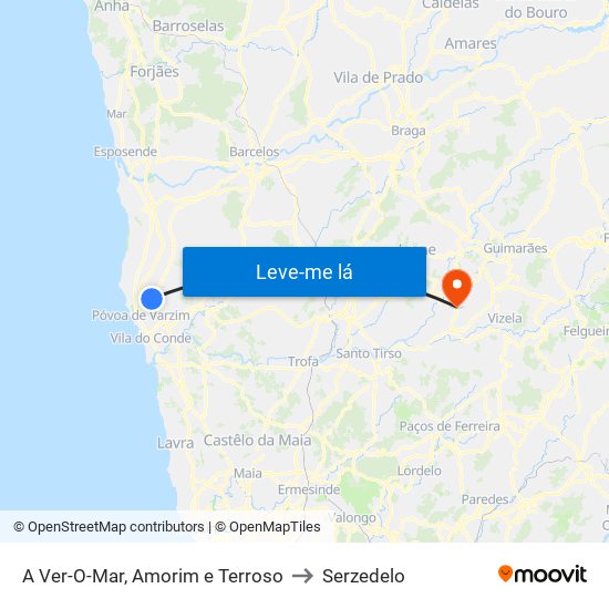 A Ver-O-Mar, Amorim e Terroso to Serzedelo map