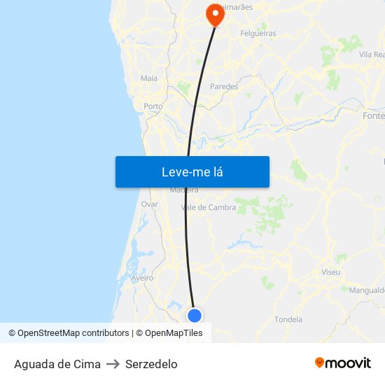 Aguada de Cima to Serzedelo map