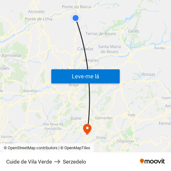 Cuide de Vila Verde to Serzedelo map
