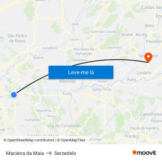 Macieira da Maia to Serzedelo map