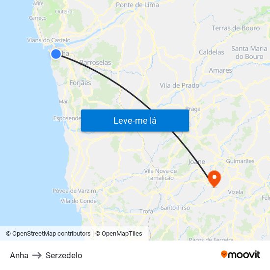 Anha to Serzedelo map