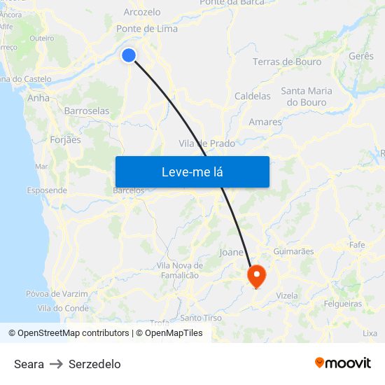 Seara to Serzedelo map