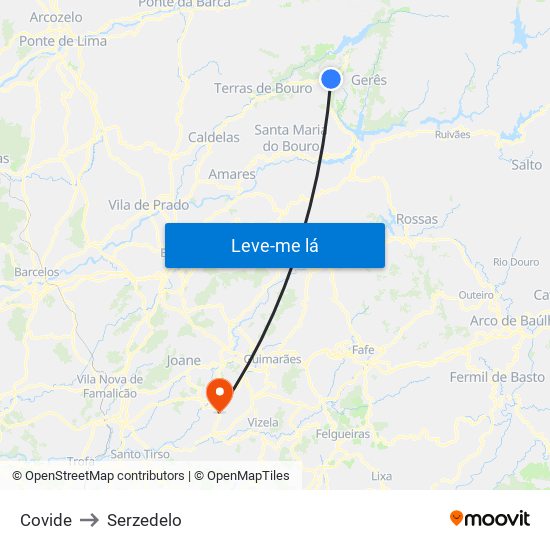 Covide to Serzedelo map