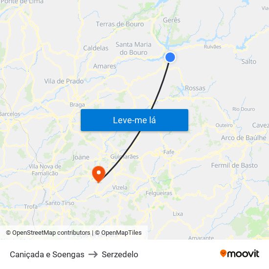 Caniçada e Soengas to Serzedelo map