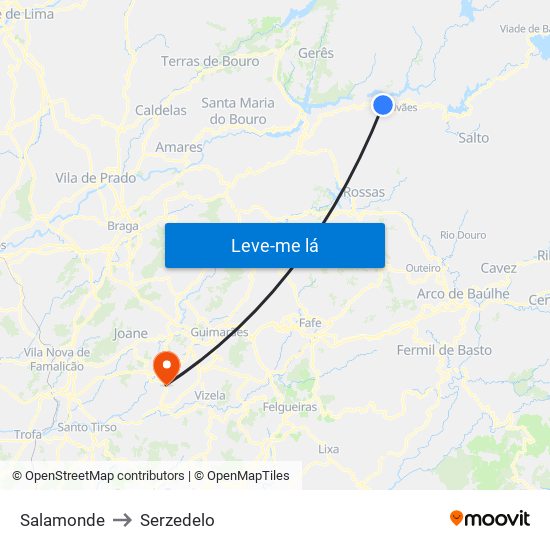 Salamonde to Serzedelo map