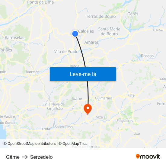 Gême to Serzedelo map