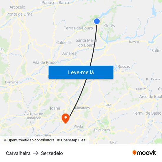 Carvalheira to Serzedelo map