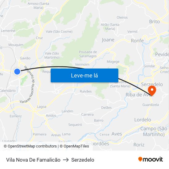 Vila Nova De Famalicão to Serzedelo map