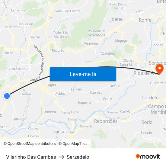 Vilarinho Das Cambas to Serzedelo map