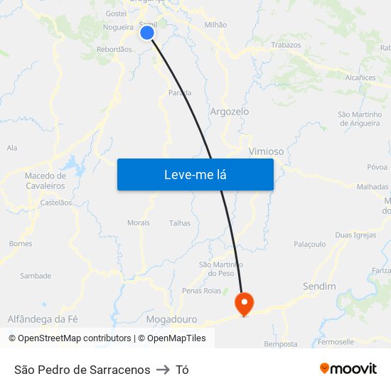 São Pedro de Sarracenos to Tó map