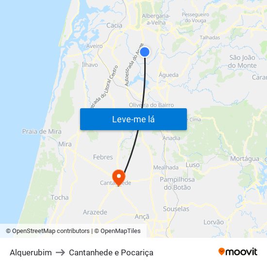 Alquerubim to Cantanhede e Pocariça map