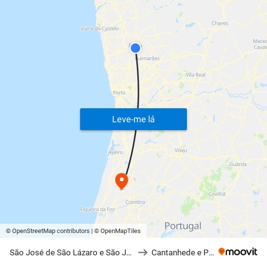 São José de São Lázaro e São João do Souto to Cantanhede e Pocariça map