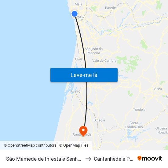 São Mamede de Infesta e Senhora da Hora to Cantanhede e Pocariça map