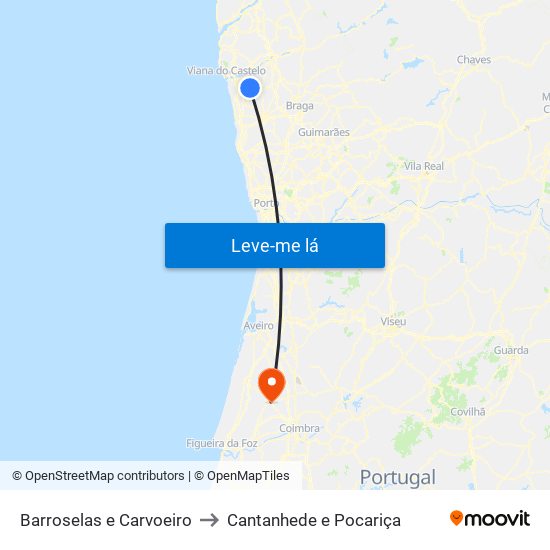 Barroselas e Carvoeiro to Cantanhede e Pocariça map