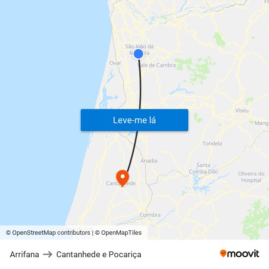 Arrifana to Cantanhede e Pocariça map