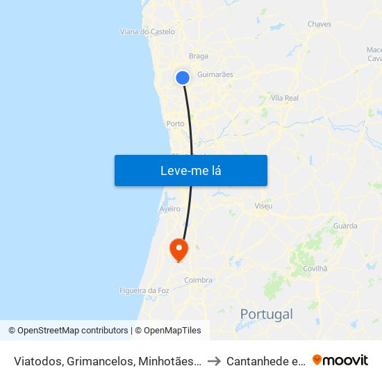 Viatodos, Grimancelos, Minhotães e Monte de Fralães to Cantanhede e Pocariça map