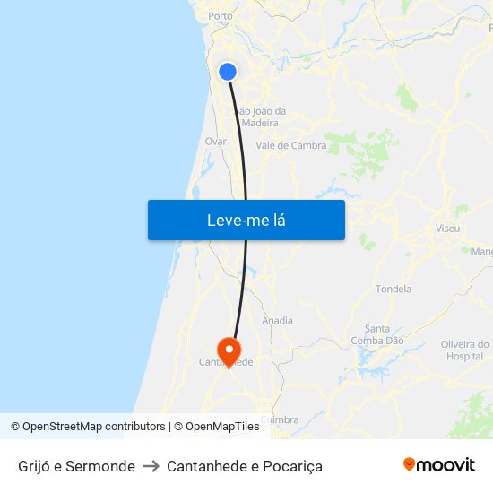 Grijó e Sermonde to Cantanhede e Pocariça map
