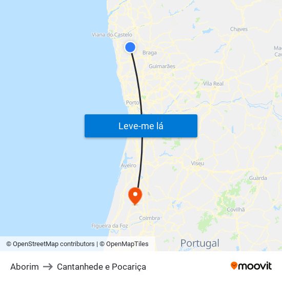 Aborim to Cantanhede e Pocariça map