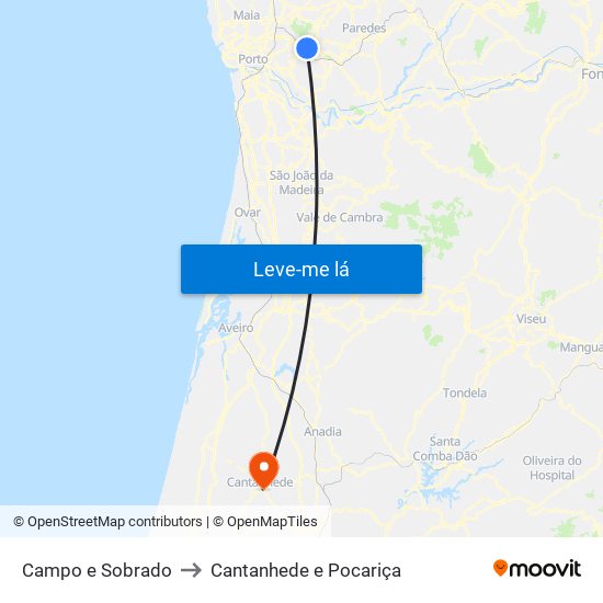 Campo e Sobrado to Cantanhede e Pocariça map