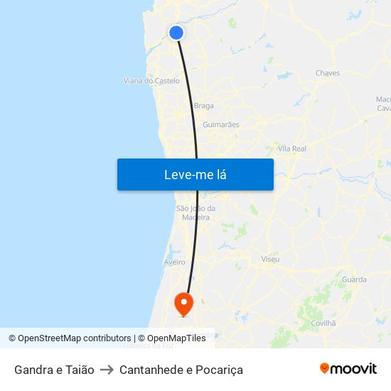 Gandra e Taião to Cantanhede e Pocariça map